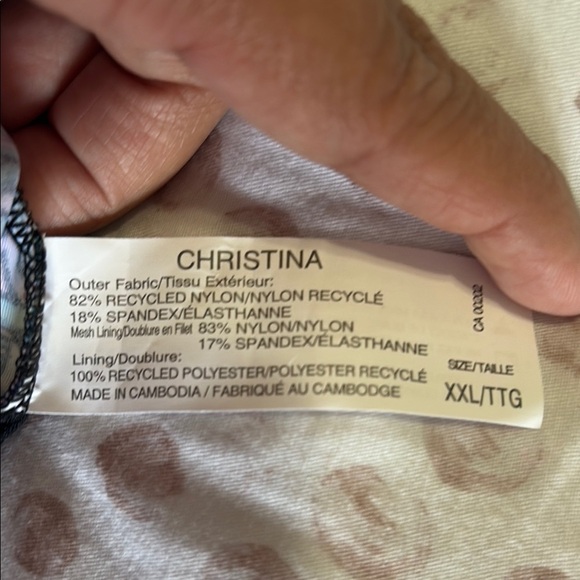 Christina Blue and Purple One Piece Swimsuit with Intricate Design - Picture 4 of 4